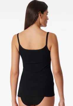 Spaghettitop Doppelripp Organic Cotton schwarz - Pure Rib