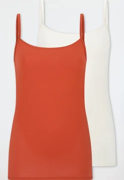 Spaghettitops 2er-Pack terracotta/creme - Modal Essentials