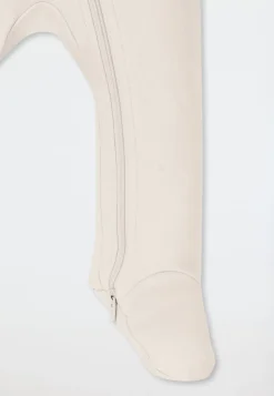 Strampler lang mit Fuß Teddybär beige-meliert - Baby