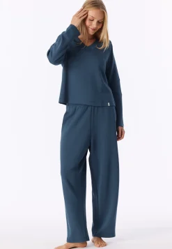 Sweatshirt langarm Doubleface V-Ausschnitt deep blue - Mix+Relax