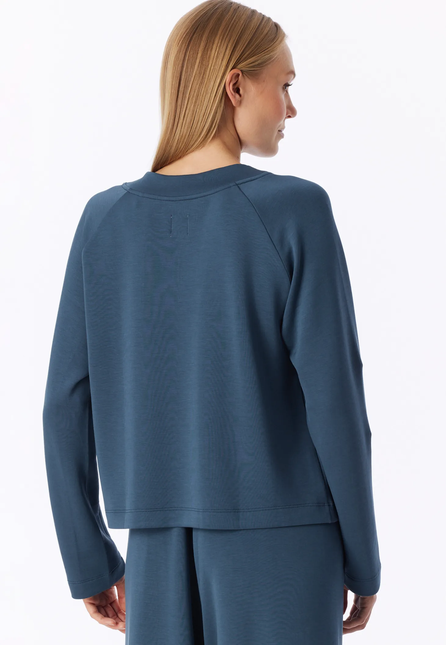Sweatshirt langarm Doubleface V-Ausschnitt deep blue - Mix+Relax