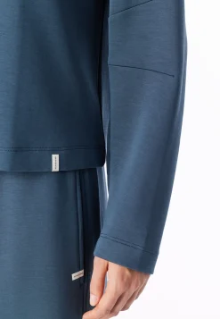 Sweatshirt langarm Doubleface V-Ausschnitt deep blue - Mix+Relax