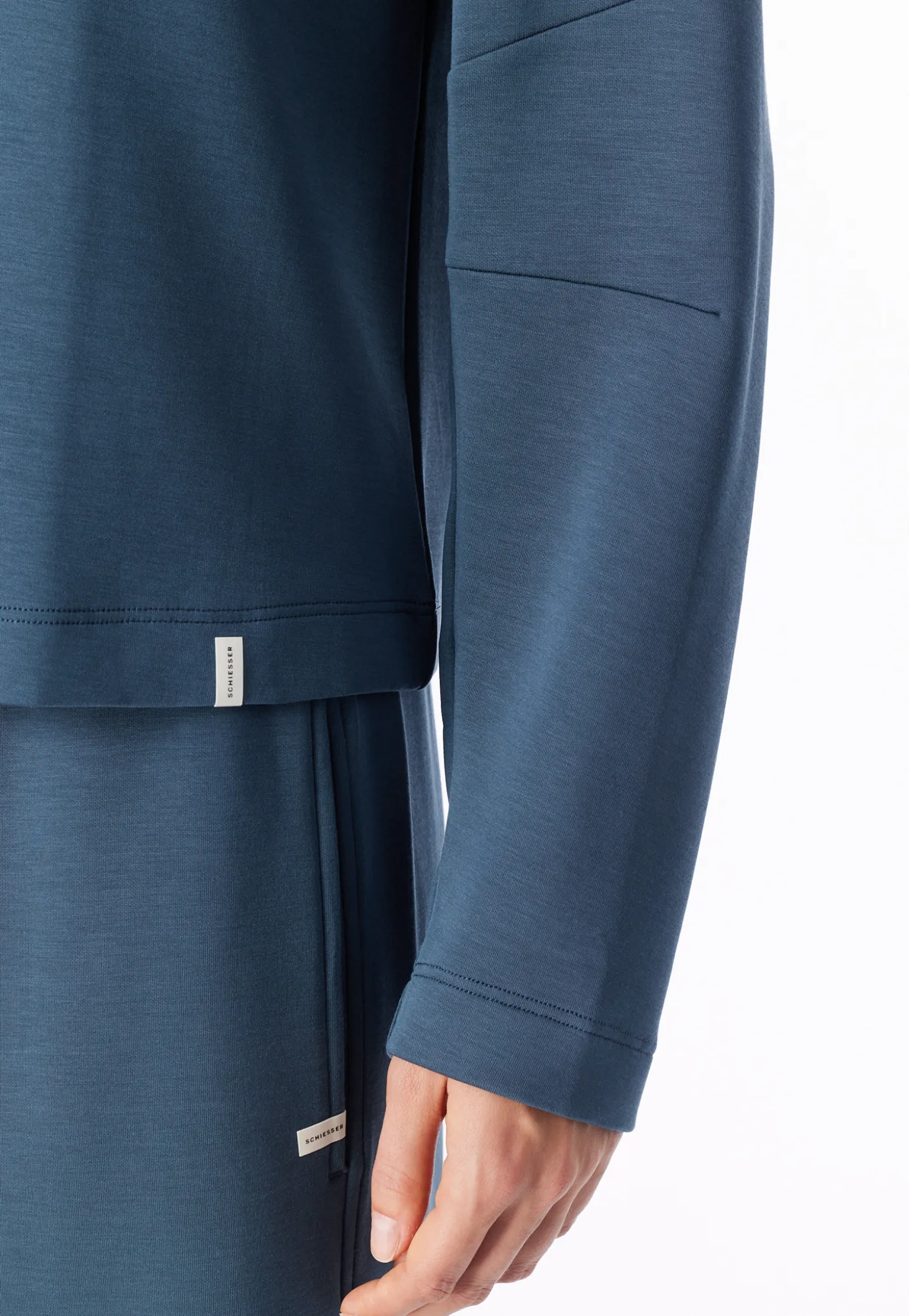 Sweatshirt langarm Doubleface V-Ausschnitt deep blue - Mix+Relax