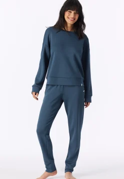 Sweatshirt langarm Doubleface V-Ausschnitt deep blue - Mix+Relax