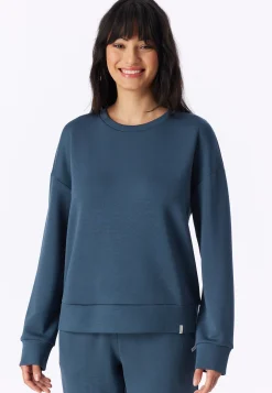 Sweatshirt langarm Doubleface V-Ausschnitt deep blue - Mix+Relax