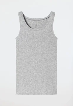 Tanktop Doppelripp grau meliert - Pure Rib