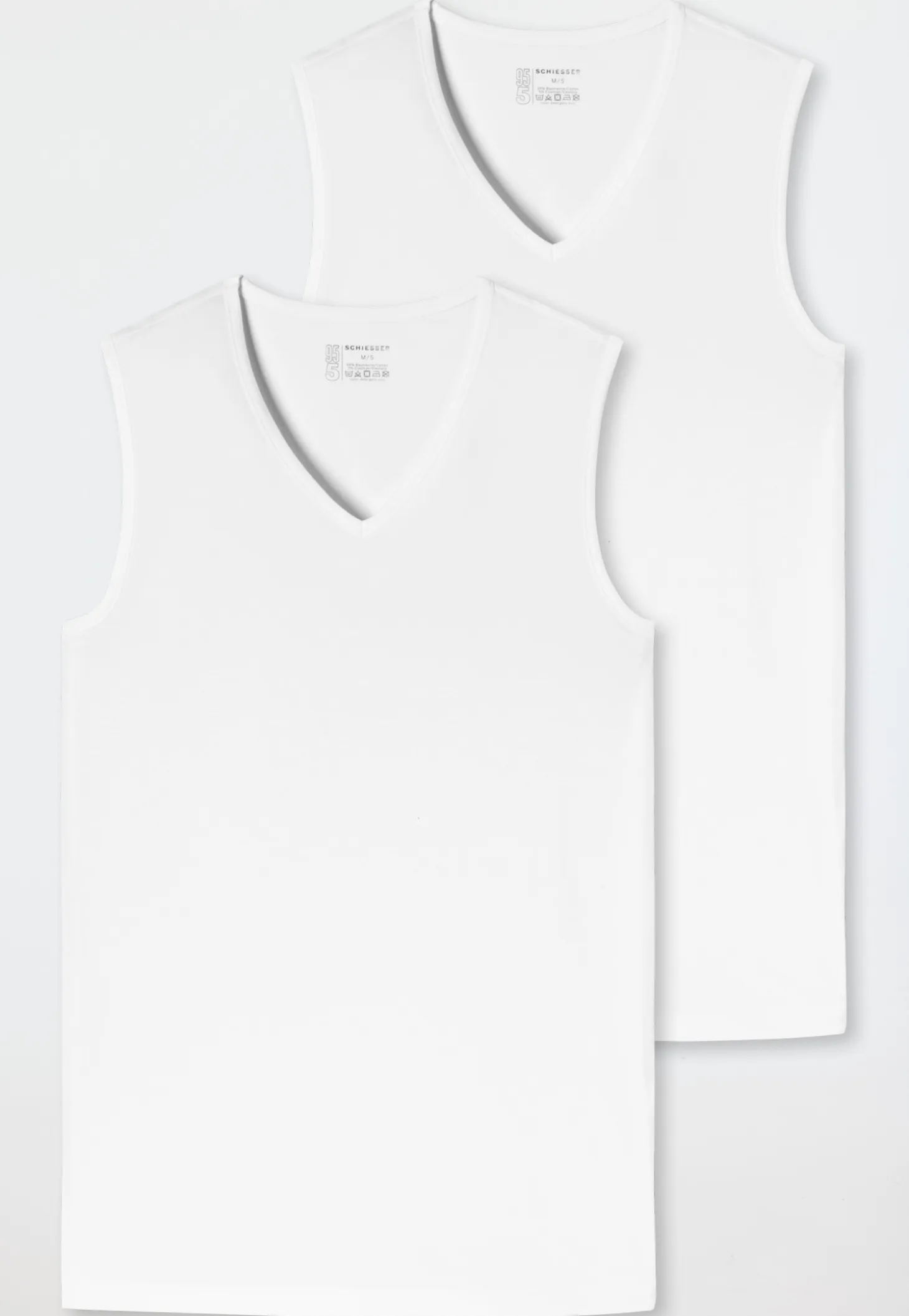 Tank Tops 2er-Pack V-Ausschnitt weiß - 95/5