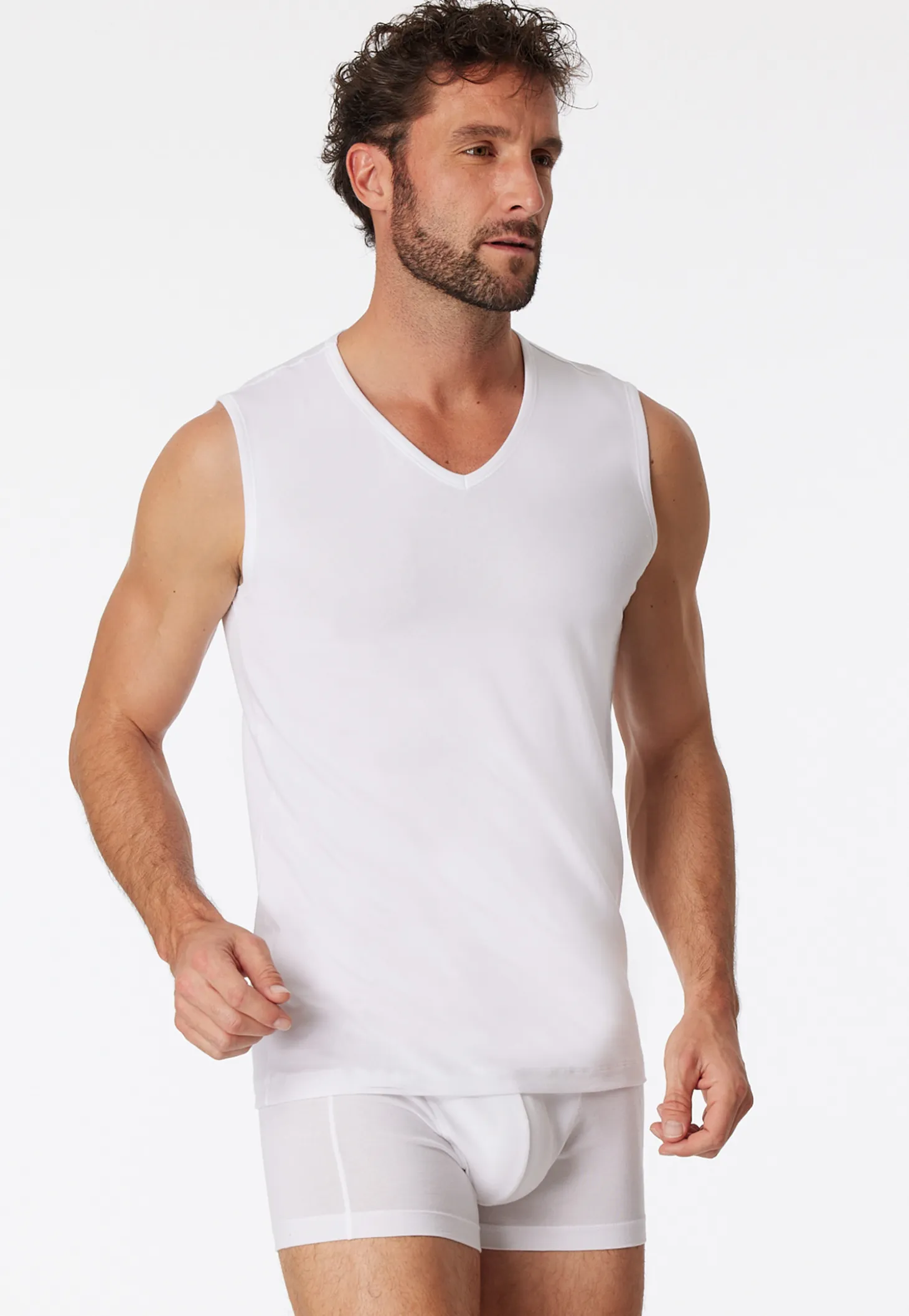 Tank Tops 2er-Pack V-Ausschnitt weiß - 95/5