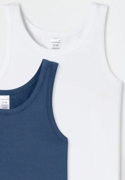 Tanktops 2er-Pack weiß/ blau - 95/5