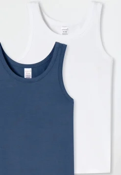 Tanktops 2er-Pack weiß/ blau - 95/5