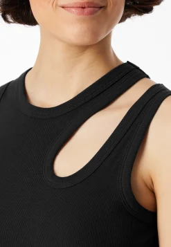 Trägertop Doppelripp Cutout schwarz - SCHIESSER 150 Years