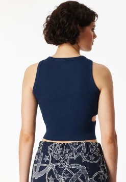 Trägertop Doppelripp Cutouts admiralblau - SCHIESSER 150 Years