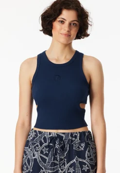 Trägertop Doppelripp Cutouts admiralblau - SCHIESSER 150 Years