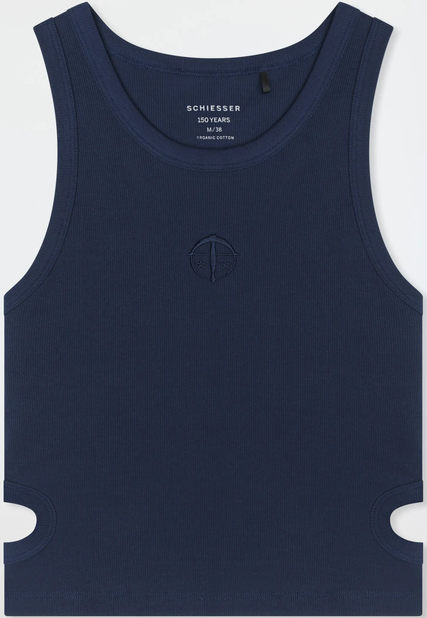 Trägertop Doppelripp Cutouts admiralblau - SCHIESSER 150 Years