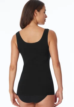 Trägertops 2er-Pack mit Stickerei schwarz - Cotton Essentials