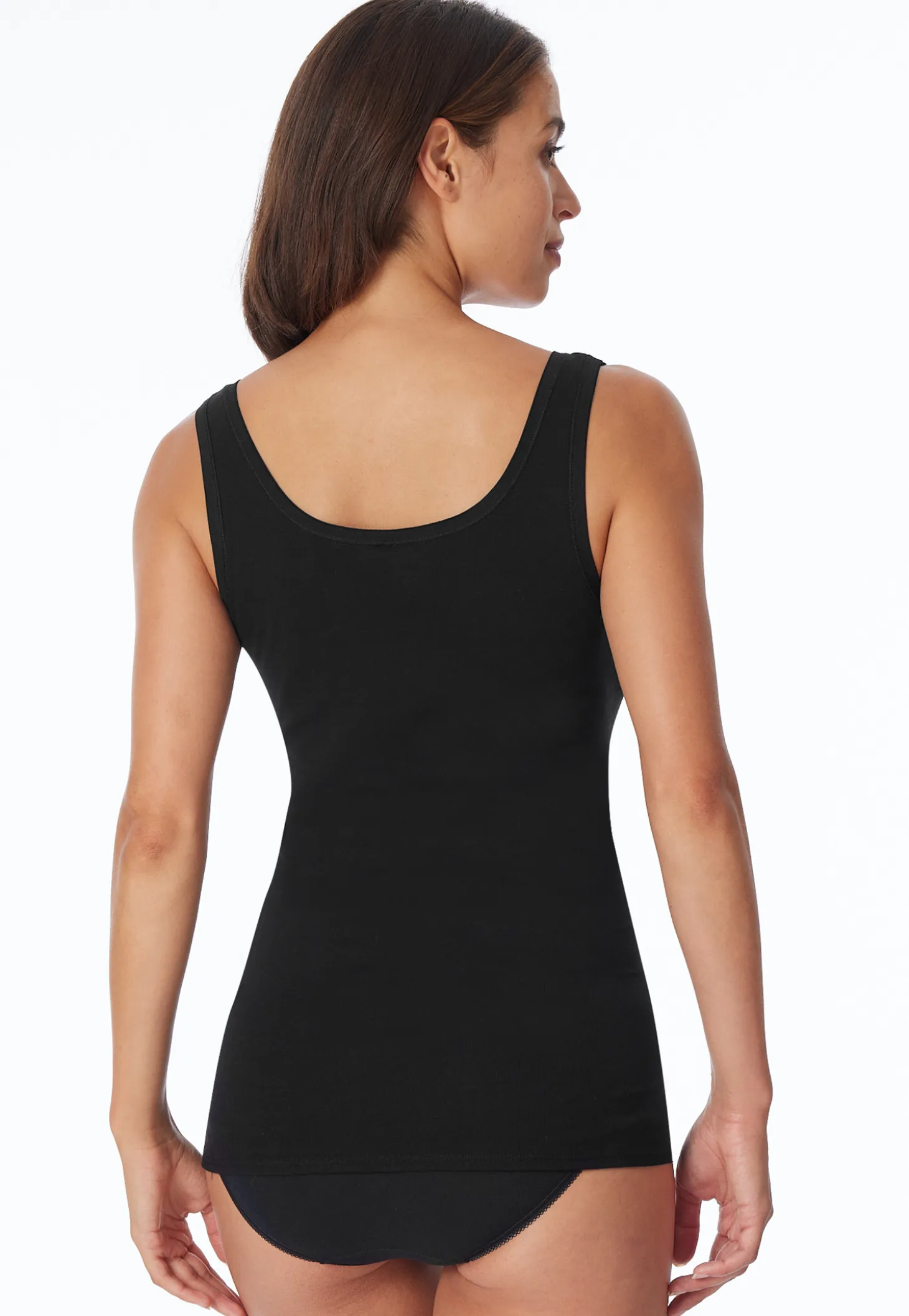 Trägertops 2er-Pack mit Stickerei schwarz - Cotton Essentials