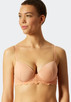 T-Shirt BH mit Schale und Bügeln Spitze pfirsich - Feminine Lace