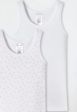 Unterhemden 2er-Pack Feinripp Punkte weiß/rosa - Feinripp Multipacks