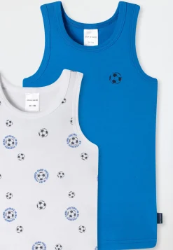 Unterhemden 2er-Pack Feinripp Fußball blau/weiß - Feinripp Multipacks