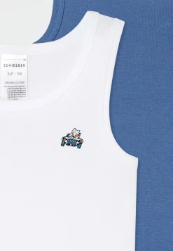 Unterhemden 2er-Pack Fuchs blau/weiß - Fine Rib
