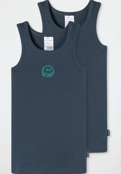 Unterhemden 2er-Pack Smiley dunkelblau - Fine Rib