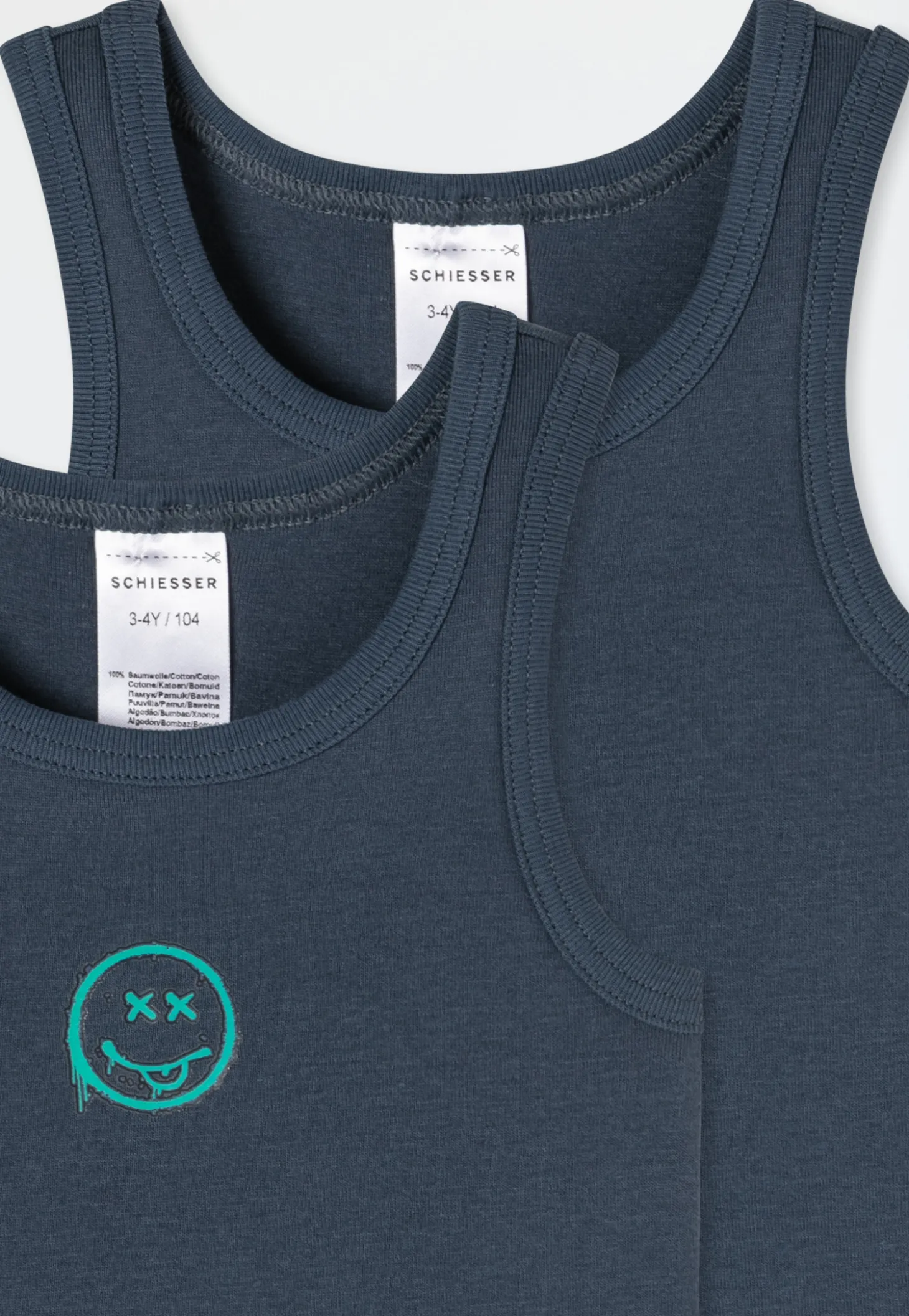 Unterhemden 2er-Pack Smiley dunkelblau - Fine Rib