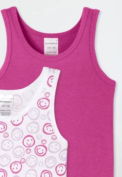 Unterhemden 2er-Pack Smileys pink/ weiß - Fine Rib