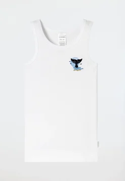 Unterhemden 2er-Pack Wal blau-weiß - Fine Rib
