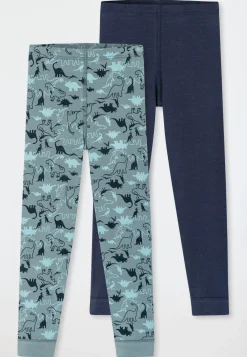 Unterhose lang 2er-Pack Organic Cotton Dinos blau/ grün - 95/5