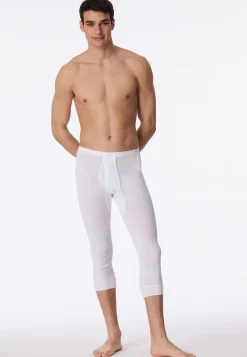 Unterhose 3/4-lang mit Eingriff weiß - Original Doppelripp