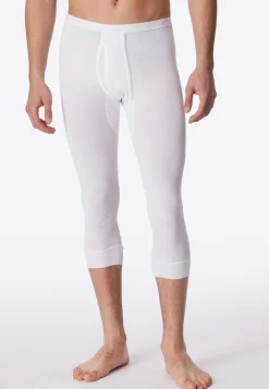 Unterhose 3/4-lang mit Eingriff weiß - Original Doppelripp