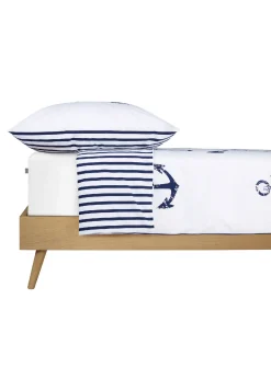 Wende-Bettwäsche 2-teilig Renforcé Anker Streifen weiß/navy - SCHIESSER Home
